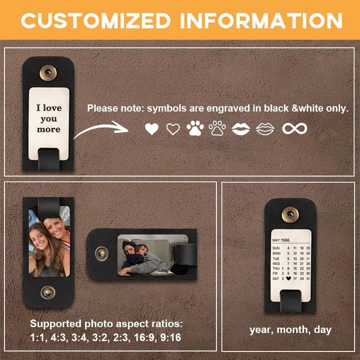 Personalized Leather Photo Keychain for Mom – Custom Kids Photo & Engraved Message Gift | Mother’s Day Keepsake