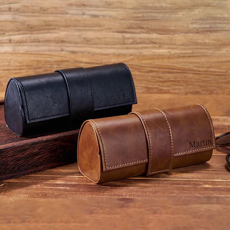 Estojo de couro personalizado para óculos de sol – Estojo gravado sob medida para padrinhos, madrinhas e presentes de Natal.