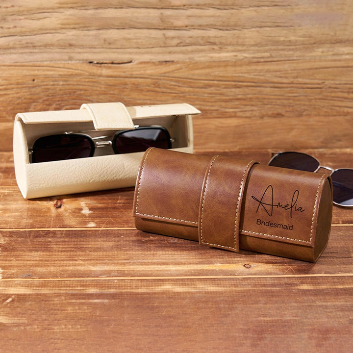 Estojo de couro personalizado para óculos de sol – Estojo gravado sob medida para padrinhos, madrinhas e presentes de Natal.