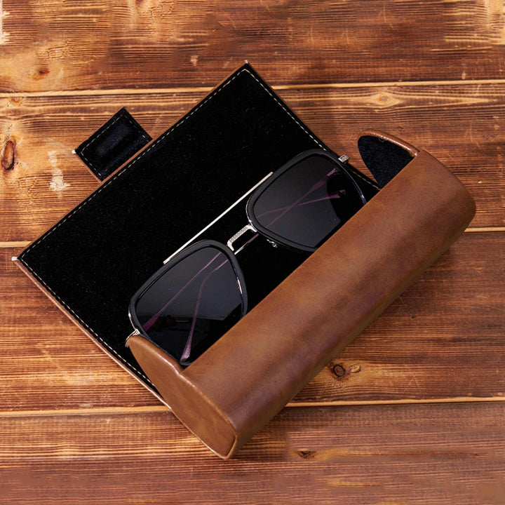 Estojo de couro personalizado para óculos de sol – Estojo gravado sob medida para padrinhos, madrinhas e presentes de Natal.