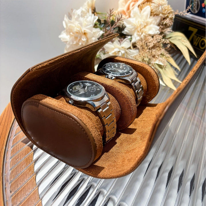 Personalized Leather Watch Case for Him – Custom Vegan Leather Travel Watch Box, Engraved Watch Roll for Men, Groomsmen & Father’s Gift