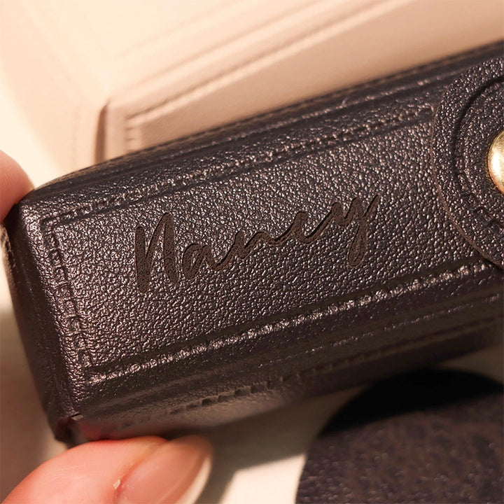 Personalized Lipstick Bag Keychain with Mirror – Custom Name PU Leather Lipstick Case, Valentine’s Day & Bridesmaid Gift