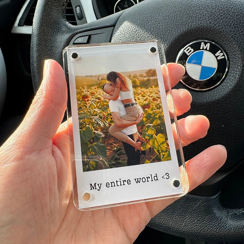 Personalized Long Distance Car Visor Clip – Custom Photo Gift to Keep Your Love Close on Every Drive