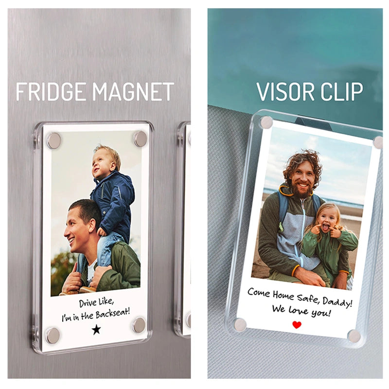 Personalized Long Distance Car Visor Clip – Custom Photo Gift to Keep Your Love Close on Every Drive