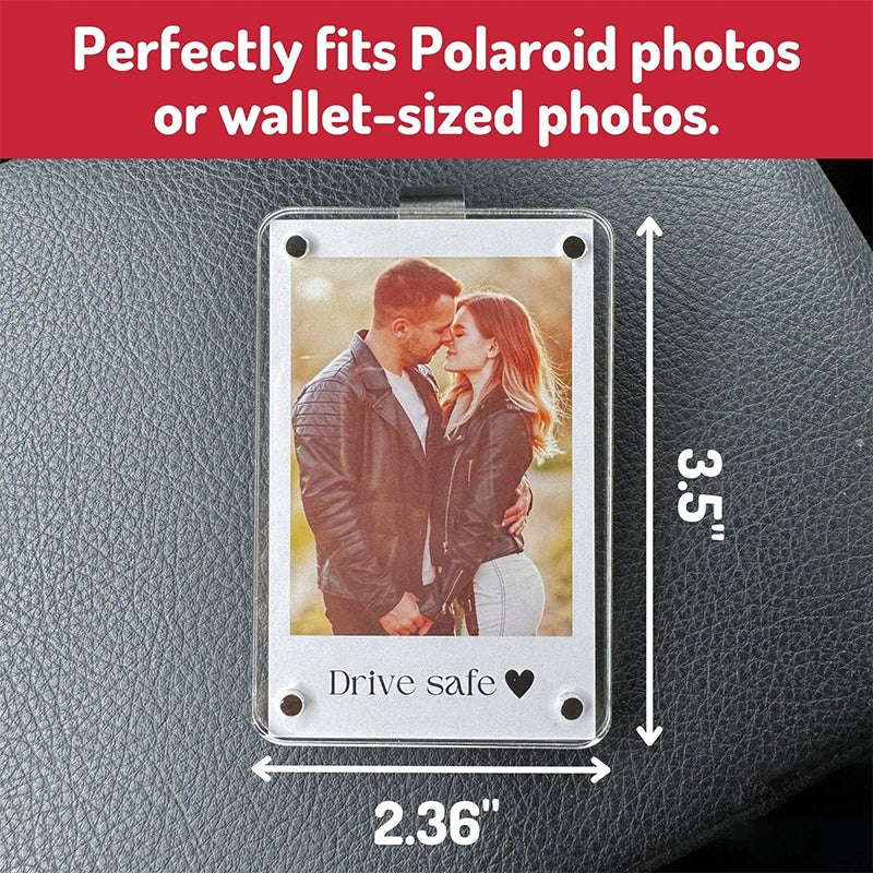 Personalized Long Distance Car Visor Clip – Custom Photo Gift to Keep Your Love Close on Every Drive
