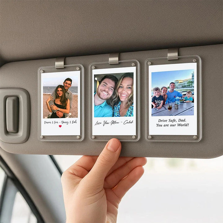 Personalized Long Distance Car Visor Clip – Custom Photo Gift to Keep Your Love Close on Every Drive