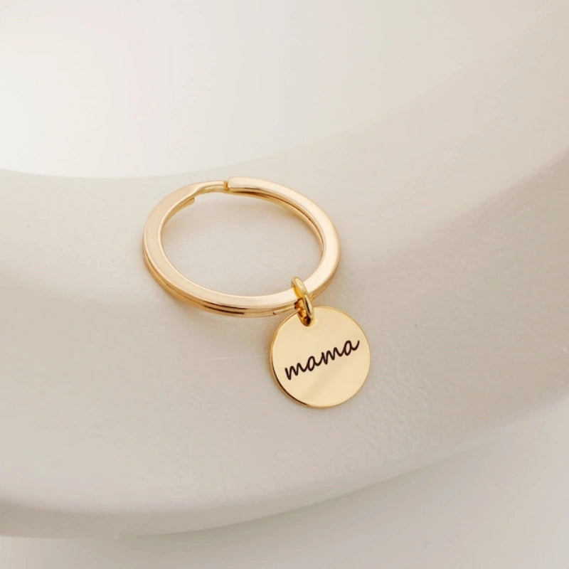 Personalized Mama Birthstone Keychain with Leaf Initial – Custom Name Keychain for Mom | Mother’s Day Gift