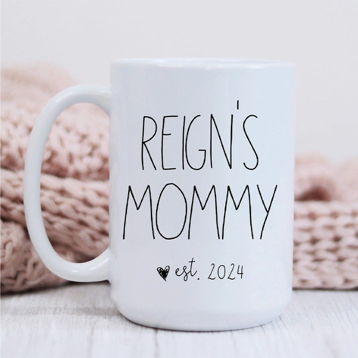 Personalized “Mama Est.” Coffee Mug – Custom Year Mug for New Mom