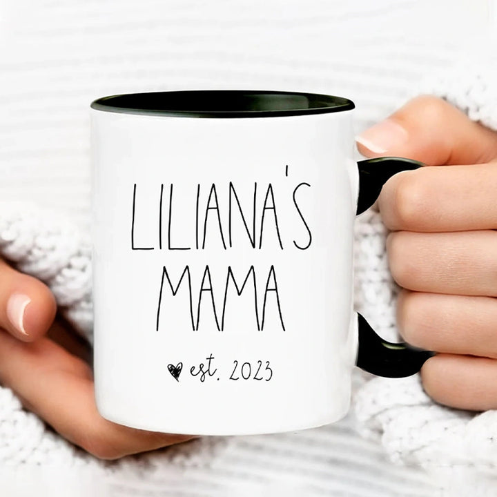 Personalized “Mama Est.” Coffee Mug – Custom Year Mug for New Mom
