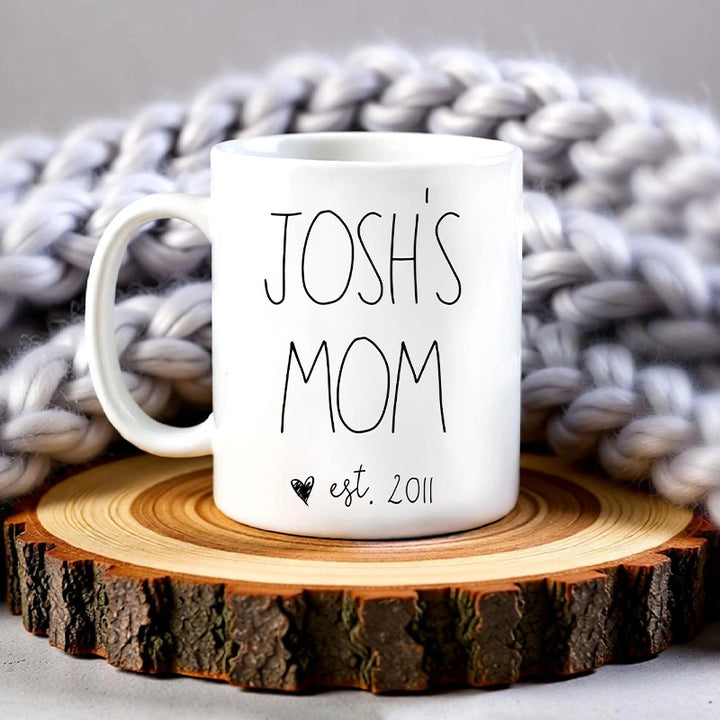 Personalized “Mama Est.” Coffee Mug – Custom Year Mug for New Mom