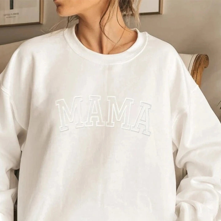 Personalized Mama Sweatshirt with Kids Names on Sleeve – Custom Mother’s Day Gift for Mom, Minimalist Mom Crewneck