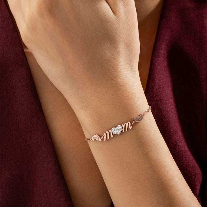 Pulseira personalizada para mãe com nome da família nos pés, presente para o dia das mães