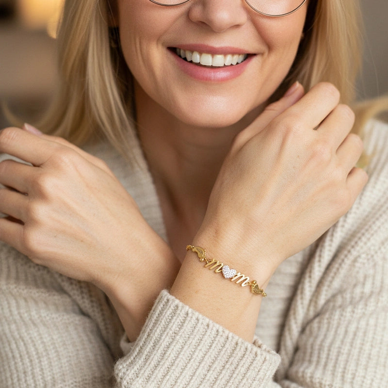 Pulseira personalizada para mãe com nome da família nos pés, presente para o dia das mães