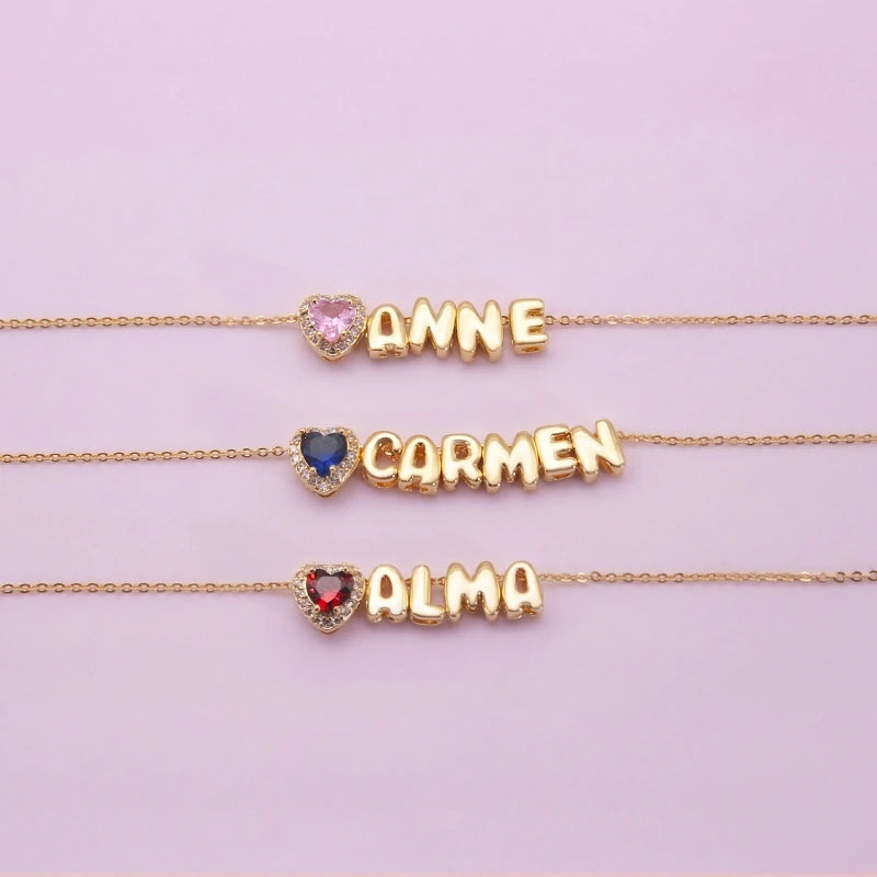 Colar com inicial em formato de bolha personalizada – Pingente com letra personalizada em prata de lei ou ouro 18K