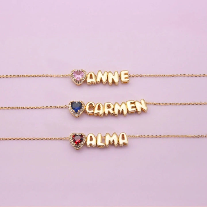 Colar com inicial em formato de bolha personalizada – Pingente com letra personalizada em prata de lei ou ouro 18K