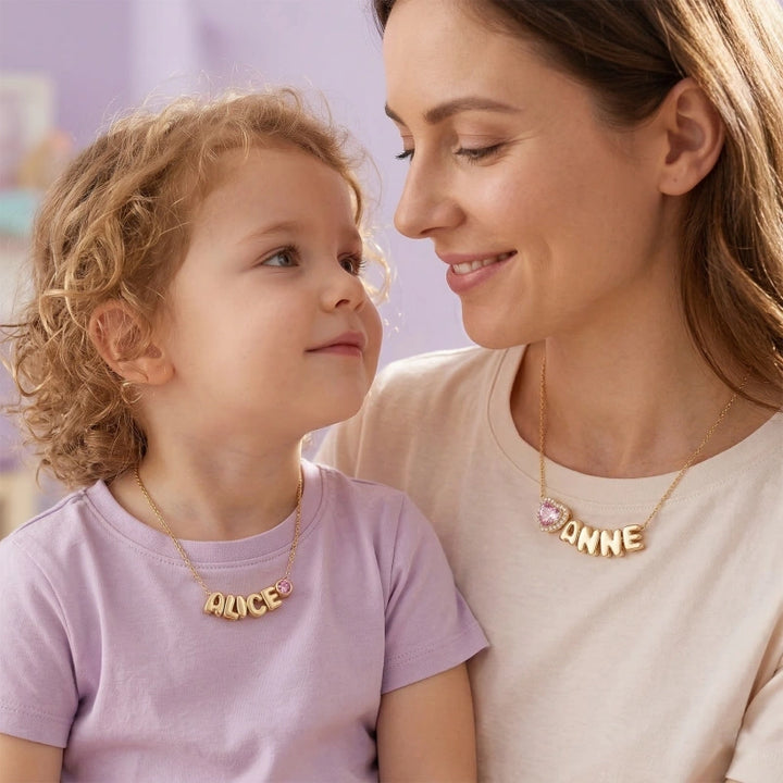 Colar com inicial em formato de bolha personalizada – Pingente com letra personalizada em prata de lei ou ouro 18K