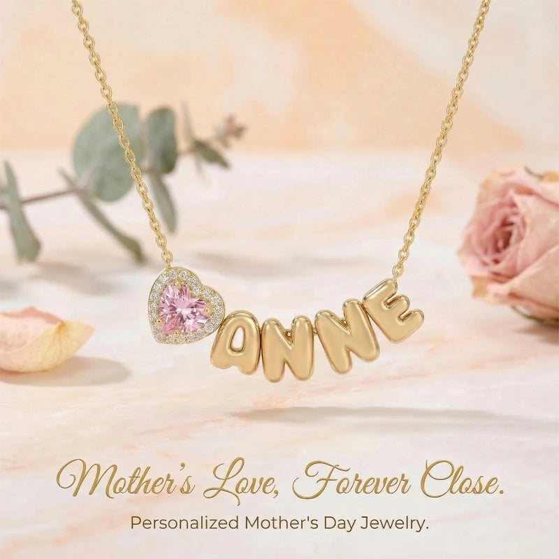 Colar com inicial em formato de bolha personalizada – Pingente com letra personalizada em prata de lei ou ouro 18K