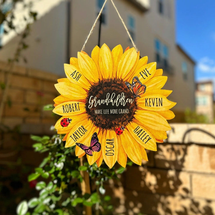Personalized Mother’s Day Sunflower Wood Sign – Custom Grandma Garden with Kids Names, Gift for Mom & Nana