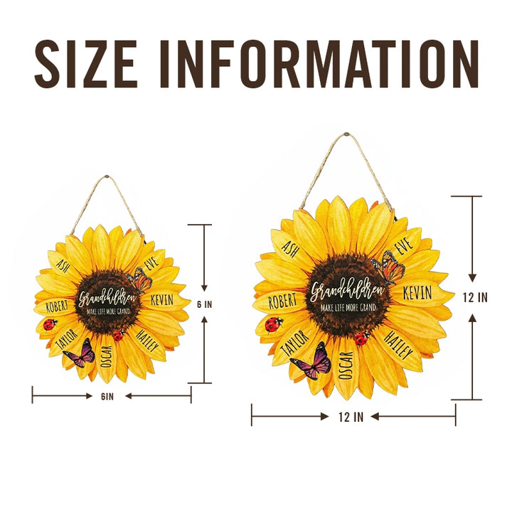 Personalized Mother’s Day Sunflower Wood Sign – Custom Grandma Garden with Kids Names, Gift for Mom & Nana