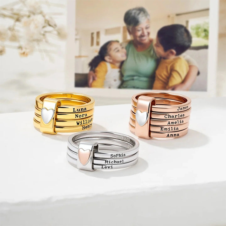 Personalized Name Stacking Rings – Custom Engraved Family Rings for Mom | Sterling Silver Jewelry Gift
