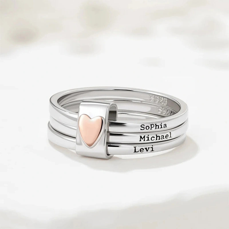 Personalized Name Stacking Rings – Custom Engraved Family Rings for Mom | Sterling Silver Jewelry Gift