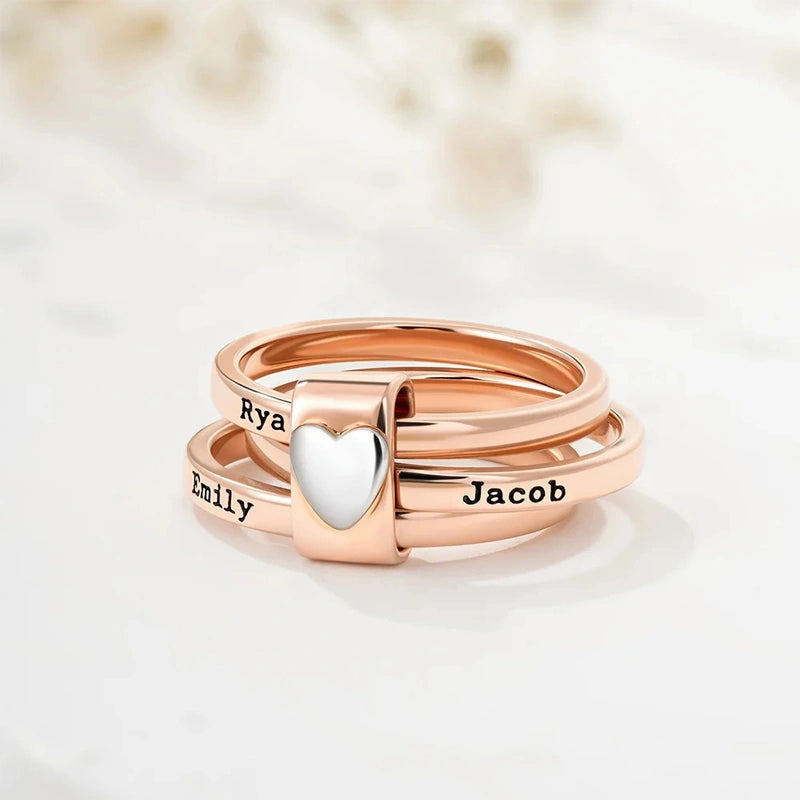 Personalized Name Stacking Rings – Custom Engraved Family Rings for Mom | Sterling Silver Jewelry Gift