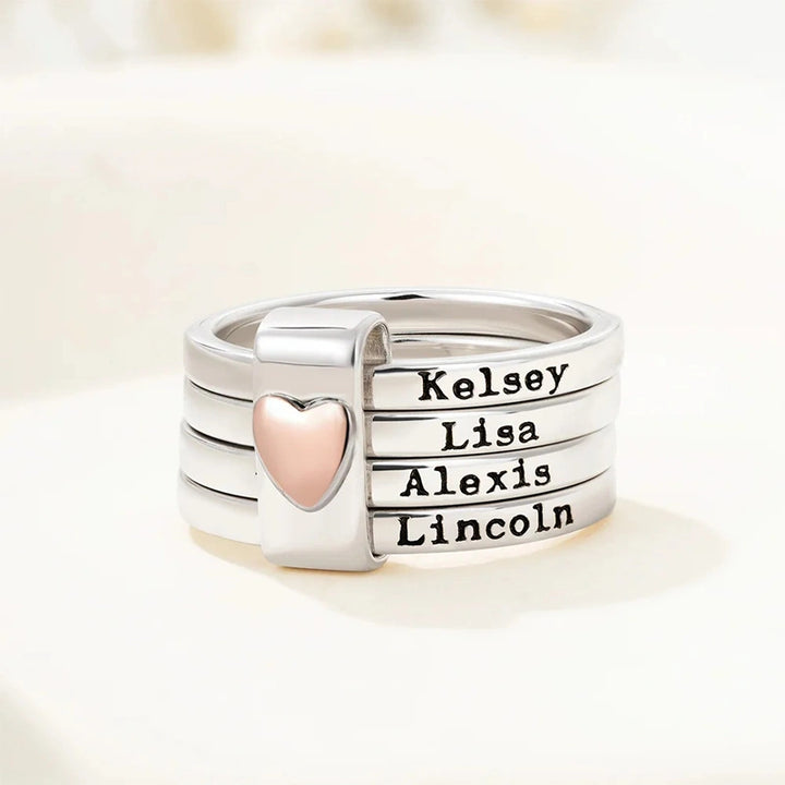 Personalized Name Stacking Rings – Custom Engraved Family Rings for Mom | Sterling Silver Jewelry Gift