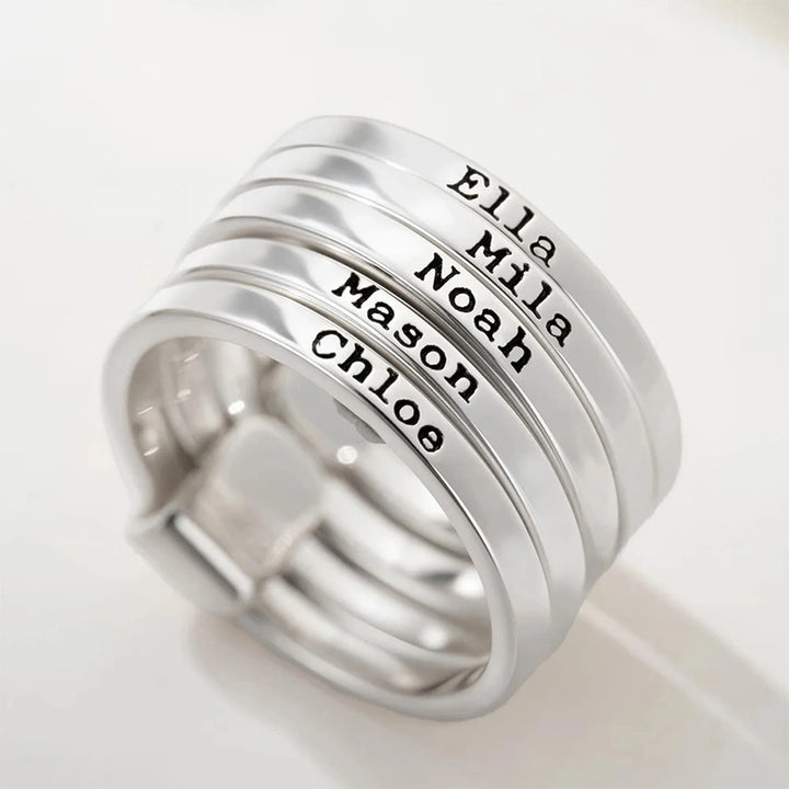 Personalized Name Stacking Rings – Custom Engraved Family Rings for Mom | Sterling Silver Jewelry Gift