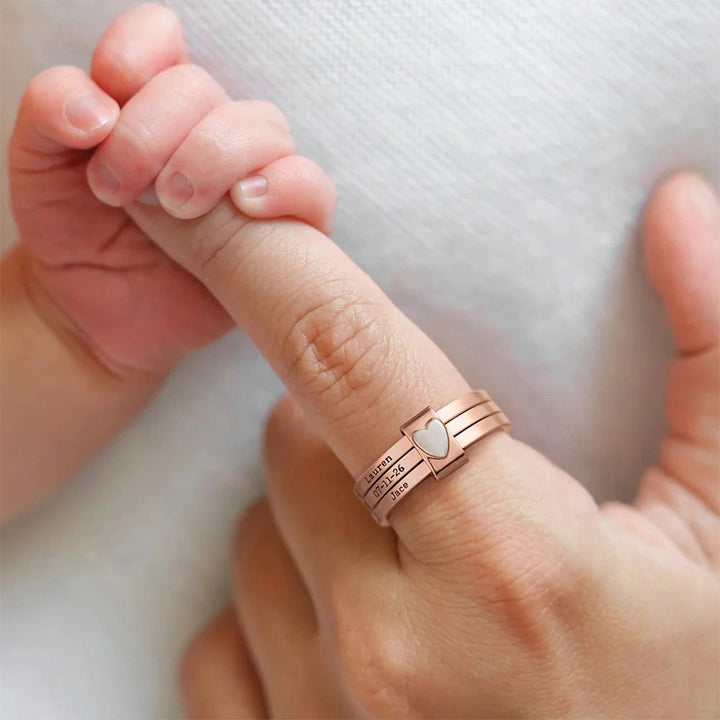 Personalized Name Stacking Rings – Custom Engraved Family Rings for Mom | Sterling Silver Jewelry Gift