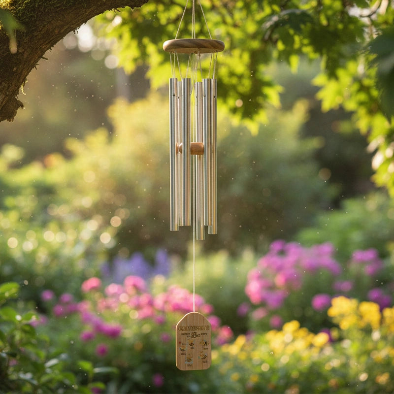 Personalized “Nana’s Reason To Bee Happy” Wind Chimes – Custom Grandma Gift with Grandkids Names