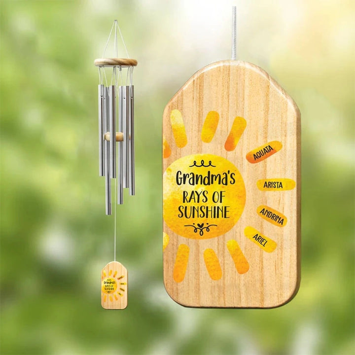 Personalized Nana Wind Chime – Grandma’s Rays of Sunshine Gift, Custom Grandkids Names Wind Chimes, Mother’s Day Gift for Grandma