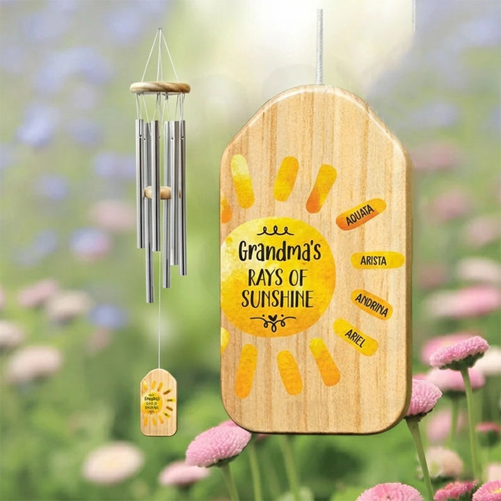 Personalized Nana Wind Chime – Grandma’s Rays of Sunshine Gift, Custom Grandkids Names Wind Chimes, Mother’s Day Gift for Grandma