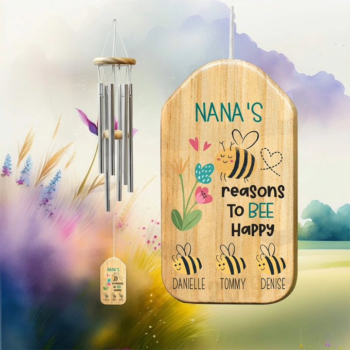 Personalized Nana Wind Chimes – Custom Grandma Gift with Grandchildren Names | Mother’s Day Gift