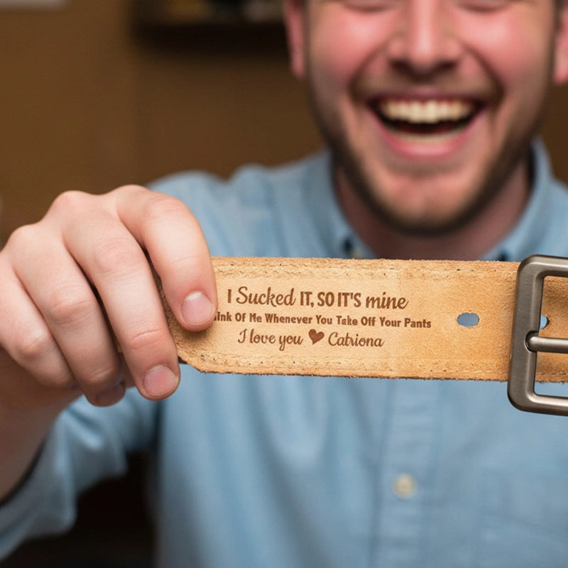 Personalized Naughty Cowhide Belt for Him