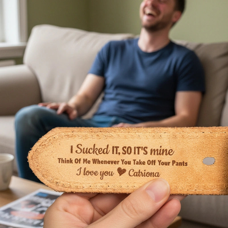 Personalized Naughty Cowhide Belt for Him