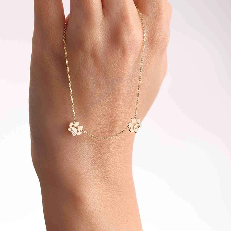 Personalized Paw Print Name Necklace – Custom Pet & Family Name Necklace