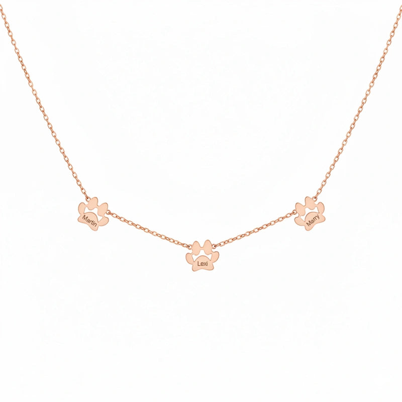Personalized Paw Print Name Necklace – Custom Pet & Family Name Necklace