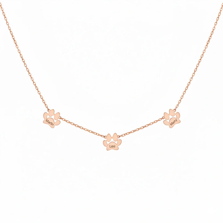 Personalized Paw Print Name Necklace – Custom Pet & Family Name Necklace