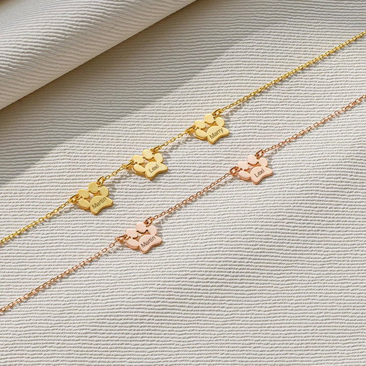 Personalized Paw Print Name Necklace – Custom Pet & Family Name Necklace