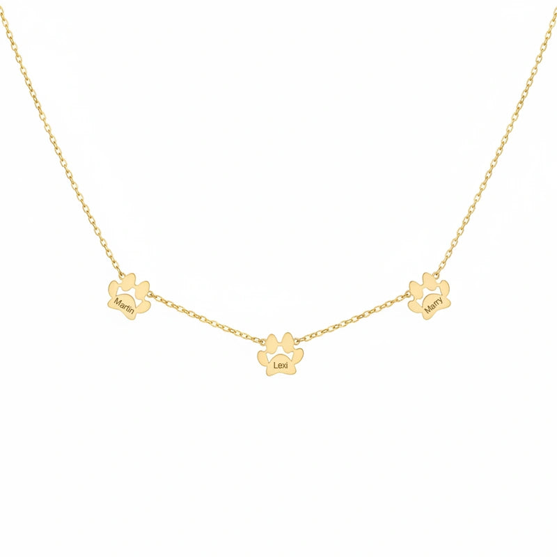 Personalized Paw Print Name Necklace – Custom Pet & Family Name Necklace