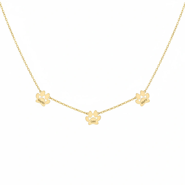 Personalized Paw Print Name Necklace – Custom Pet & Family Name Necklace