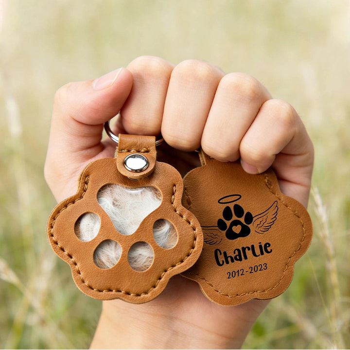Personalized Pet Fur Memorial Keychain – Custom Pet Keepsake Keychain