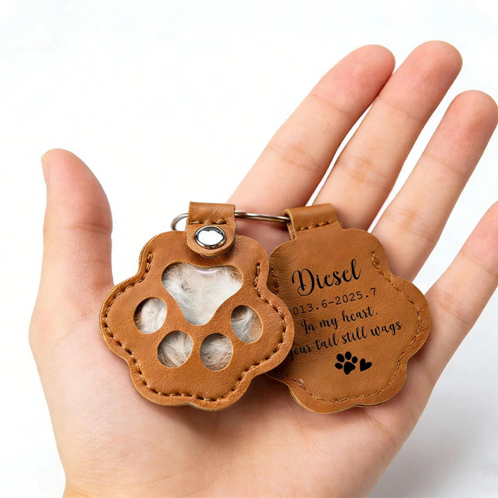 Personalized Pet Fur Memorial Keychain – Custom Pet Keepsake Keychain