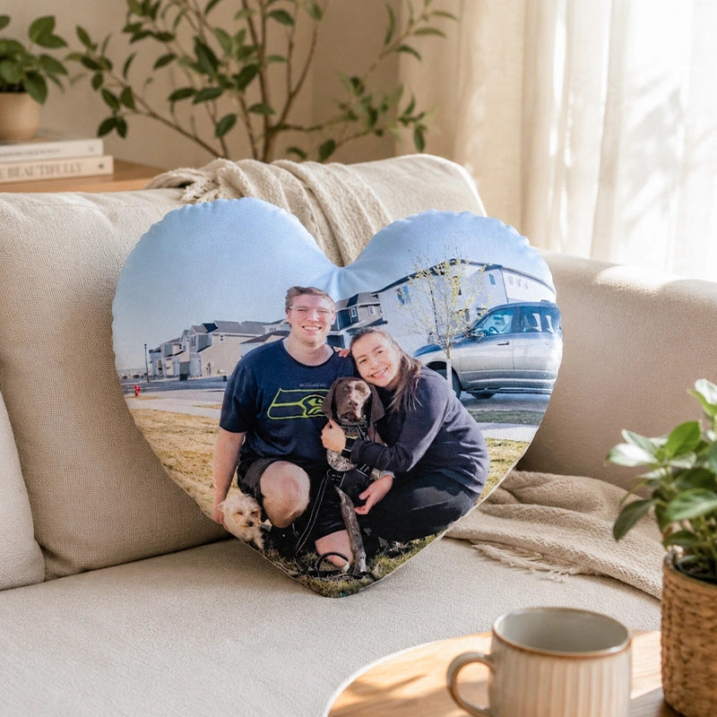 Personalized Photo Heart Pillow Custom Plush Keepsake