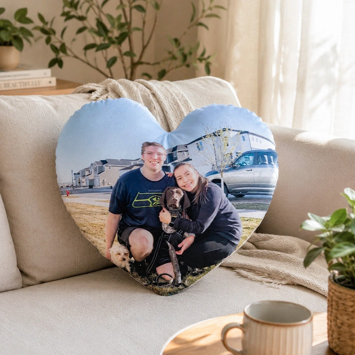 Personalized Photo Heart Pillow Custom Plush Keepsake