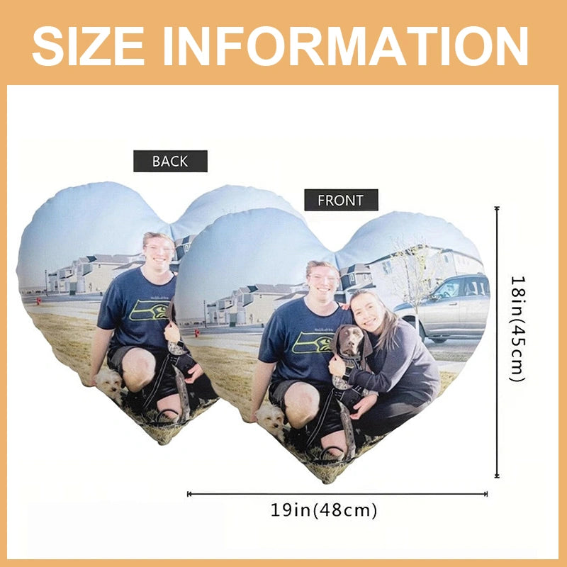 Personalized Photo Heart Pillow Custom Plush Keepsake
