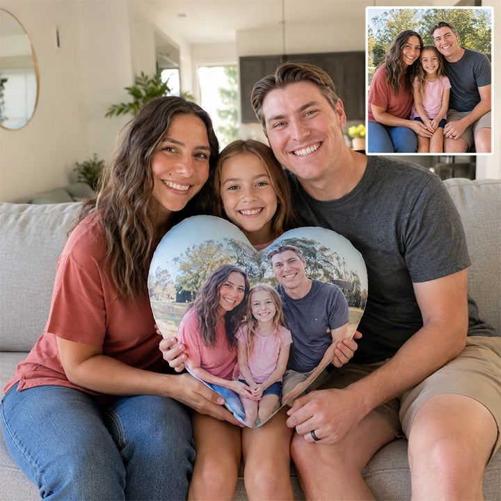 Personalized Photo Heart Pillow Custom Plush Keepsake