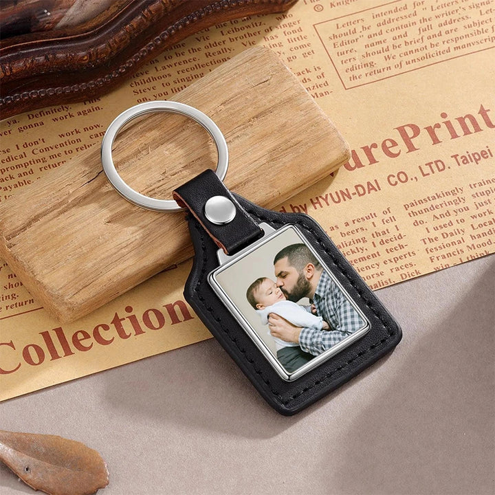 Personalized Photo Keychain for Him – Custom Picture Keyring Gift for Dad & Couples