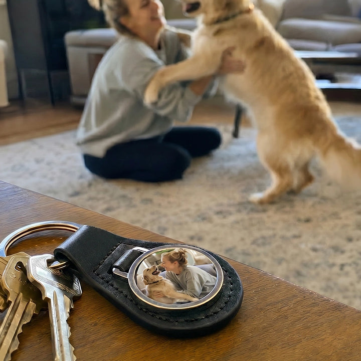 Personalized Photo Keychain for Him – Custom Picture Keyring Gift for Dad & Couples