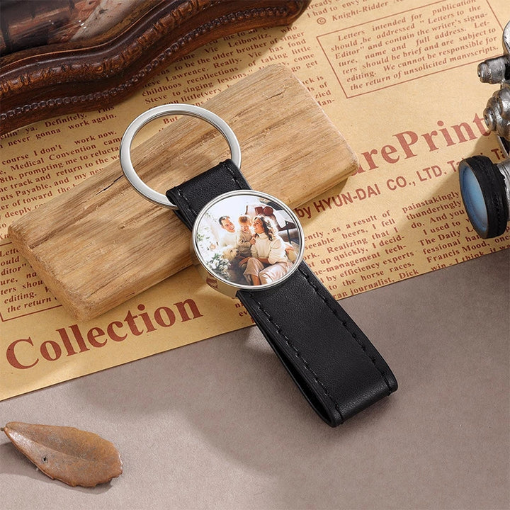 Personalized Photo Keychain for Him – Custom Picture Keyring Gift for Dad & Couples